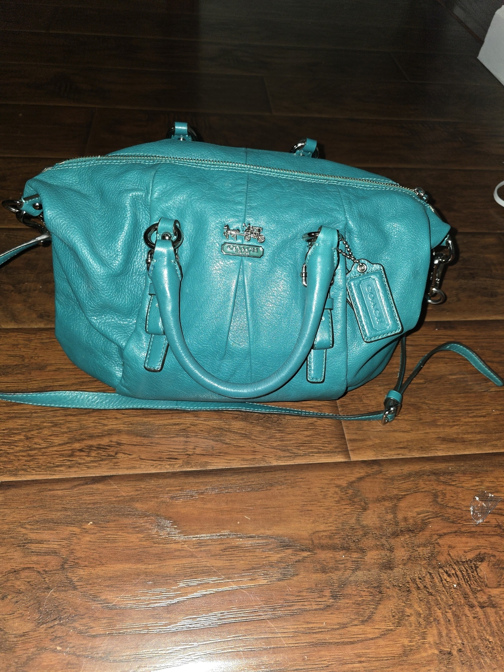 Coach Teal Leather Satchel with Removable Strap